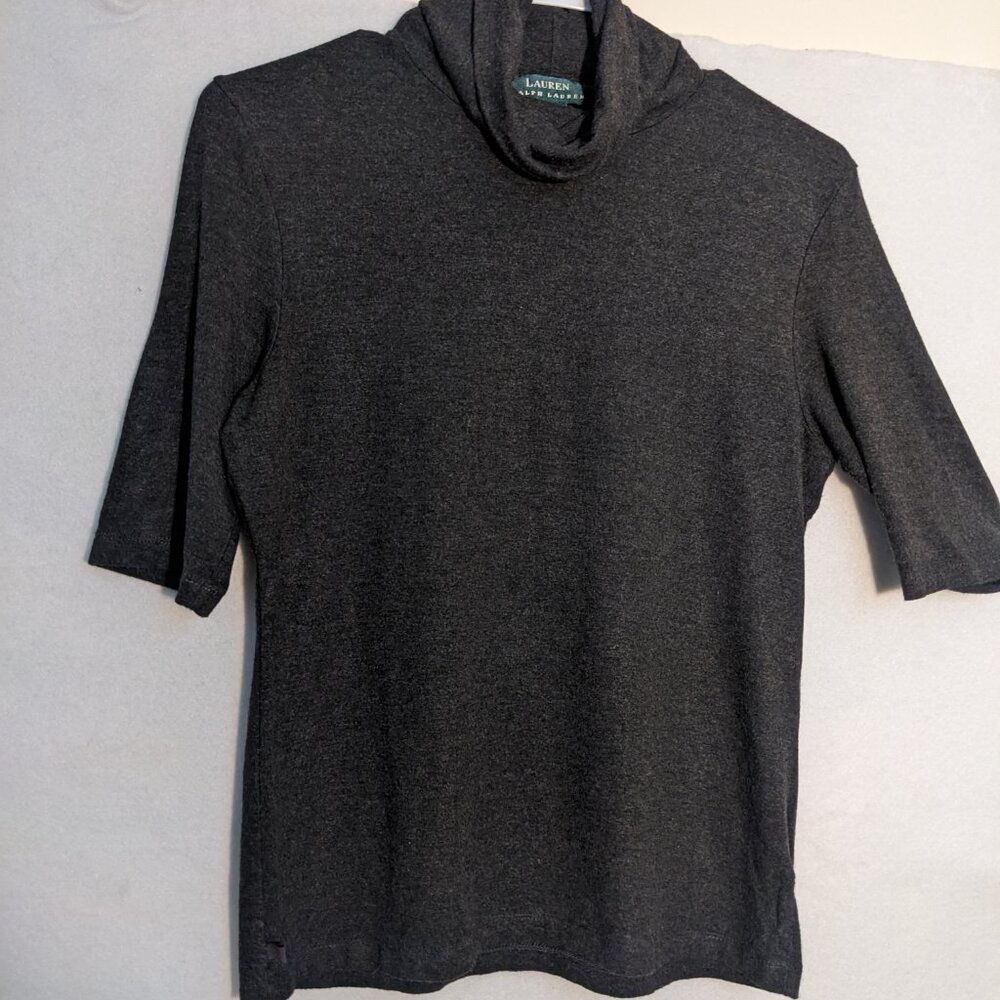 Lauren by Ralph Lauren Women's Gray Short sleeved Turtleneck - Picture 4 of 6